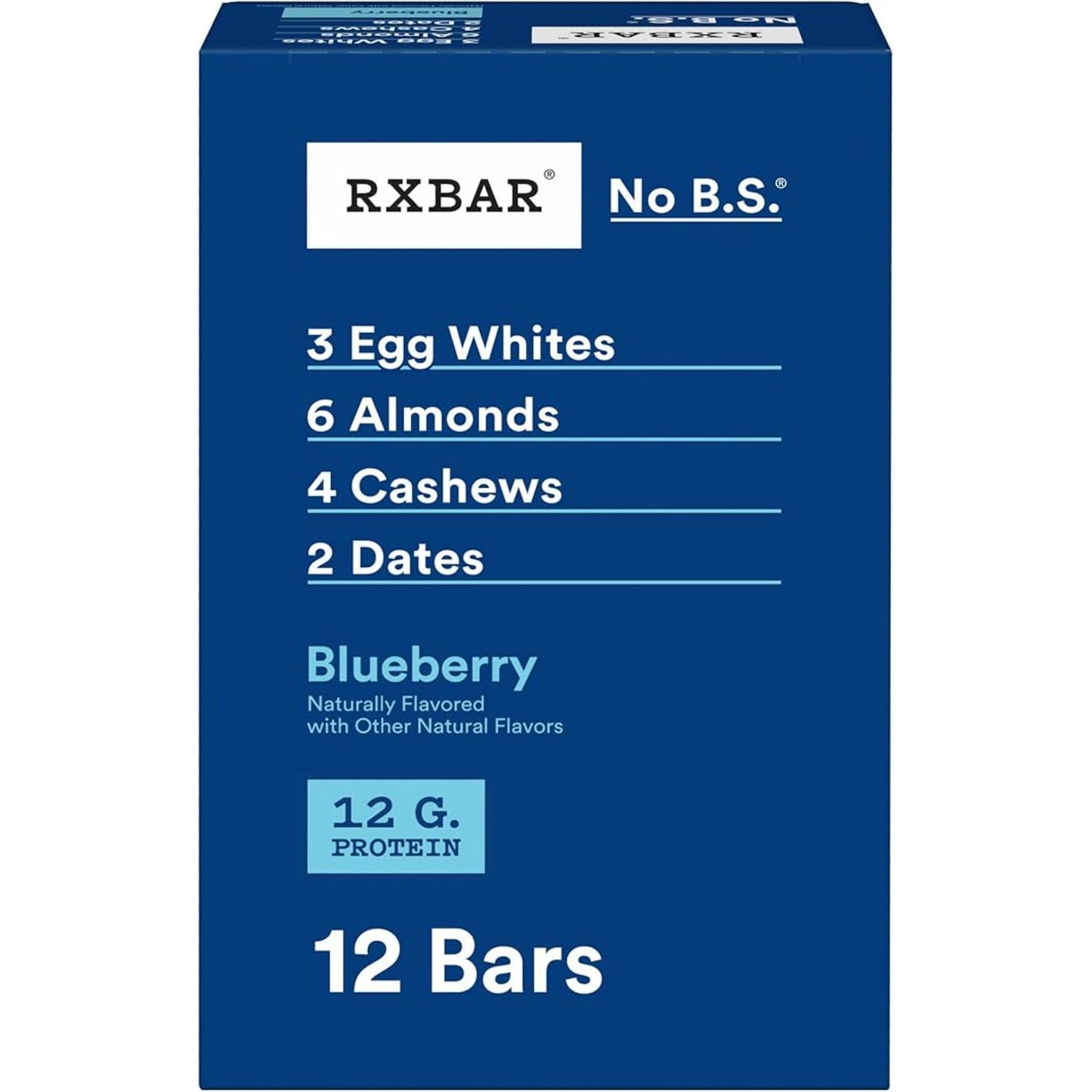 RXBAR Protein Bars, Protein Snack, Snack Bars, Blueberry, 22Oz Box (12 Bars)