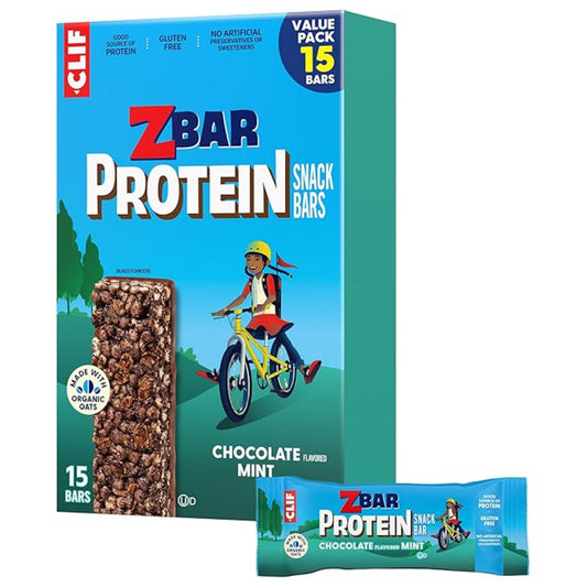 Zbar Protein - Chocolate Flavored Mint - Crispy Snack Bars - Made with Organic Oats - Non-GMO - 5g Protein - Gluten Free Protein Bars (15 Pack)