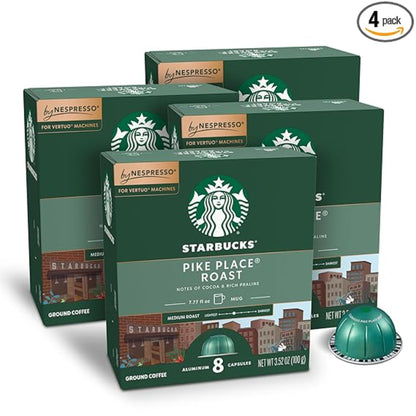 Starbucks by Nespresso Vertuo, Pike Place, Medium Roast Coffee 32-count Coffee Pods, Brews 7.8 oz.