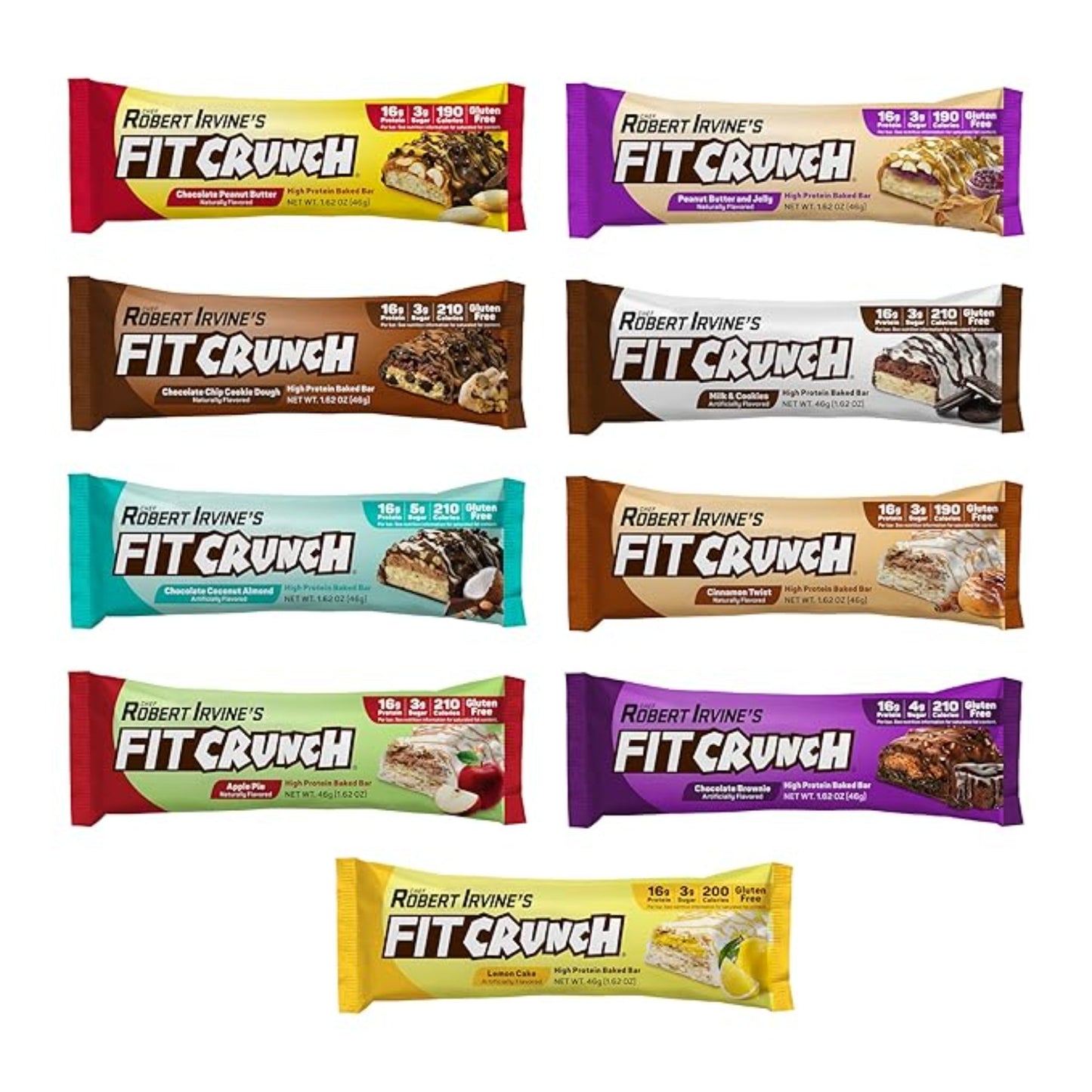 FITCRUNCH Snack Size Protein Bars, 6-Layer Baked Bar, 3g of Sugar, Gluten Free & Soft Cake Core (9 Count, Flavor Lovers)