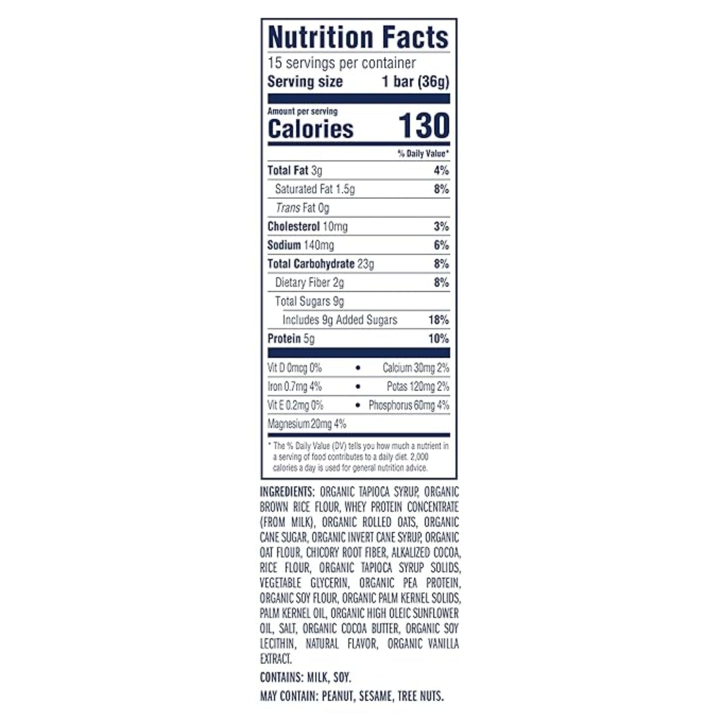 Zbar Protein - Cookies 'N Creme - Crispy Snack Bars - Made with Organic Oats - Non-GMO - 5g Protein - Gluten Free Protein Bars, School Snacks (15 Pack)