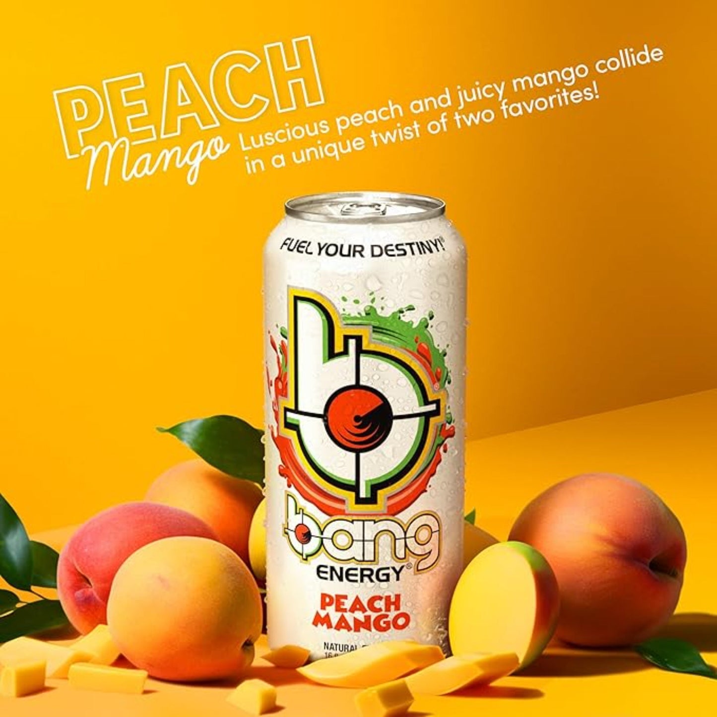 Bang Energy Peach Mango, Sugar-Free Energy Drink, 16-Ounce (Pack of 12)