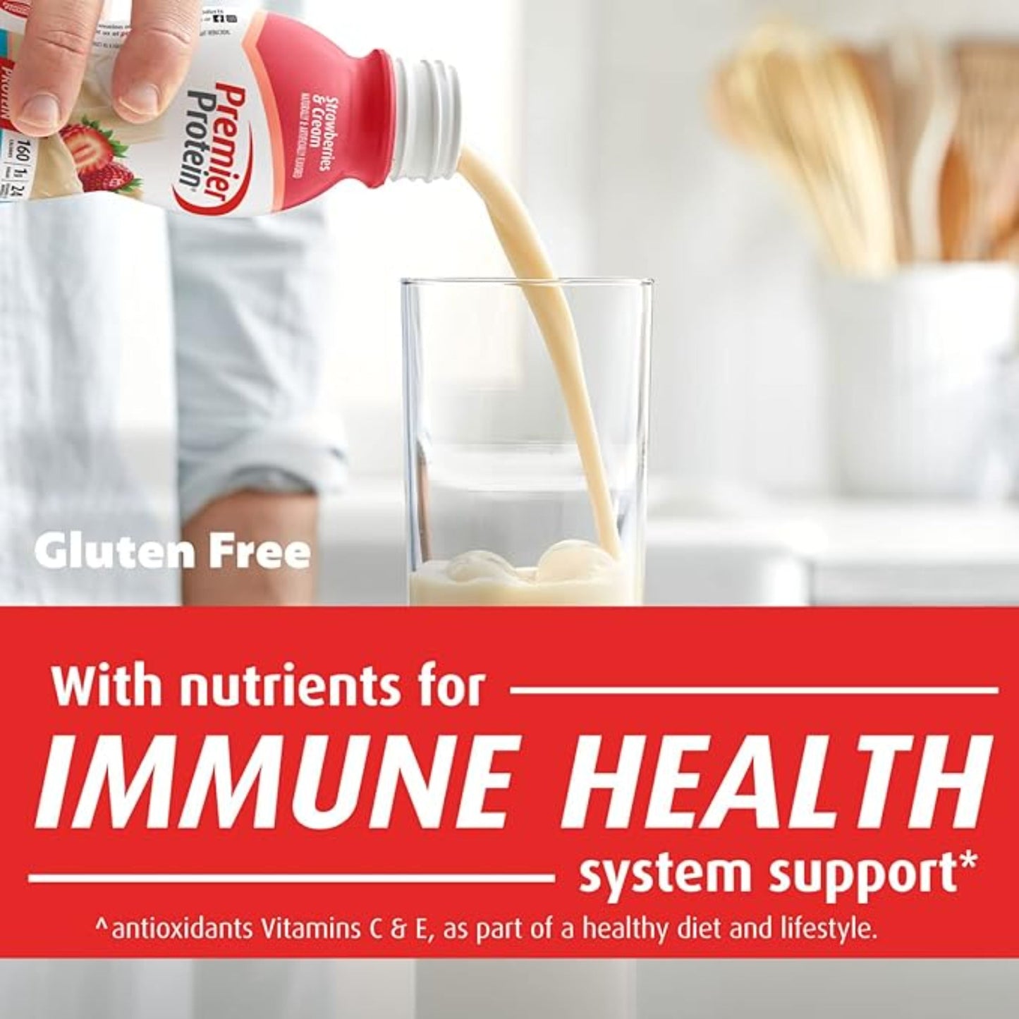 Premier Protein Shake, Strawberries & Cream, 30g Protein 1g Sugar 24 Vitamins Minerals Nutrients to Support Immune Health, 11.5 fl oz (Pack of 12)